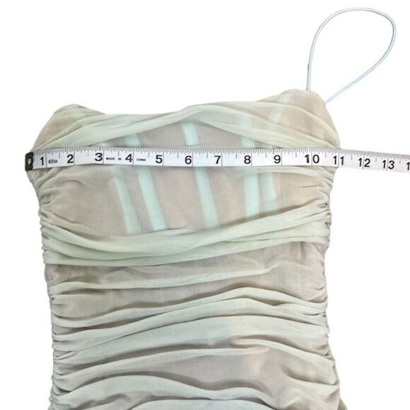 Nookie Eden Mini Dress Bodycon Gauzy Robin's Egg Blue Nude Women's Size Small - Picture 4 of 9